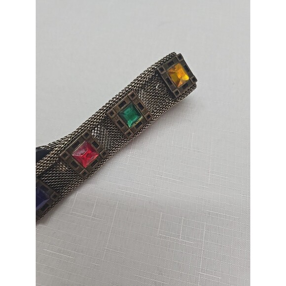 Vintage Women\'s Sand Castle USA Silver Metal Mesh Rhinestone Belt RARE **READ** main image 4
